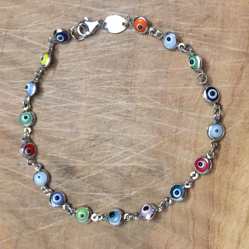 Delicate turkey 925 silver Gods eye bracelet